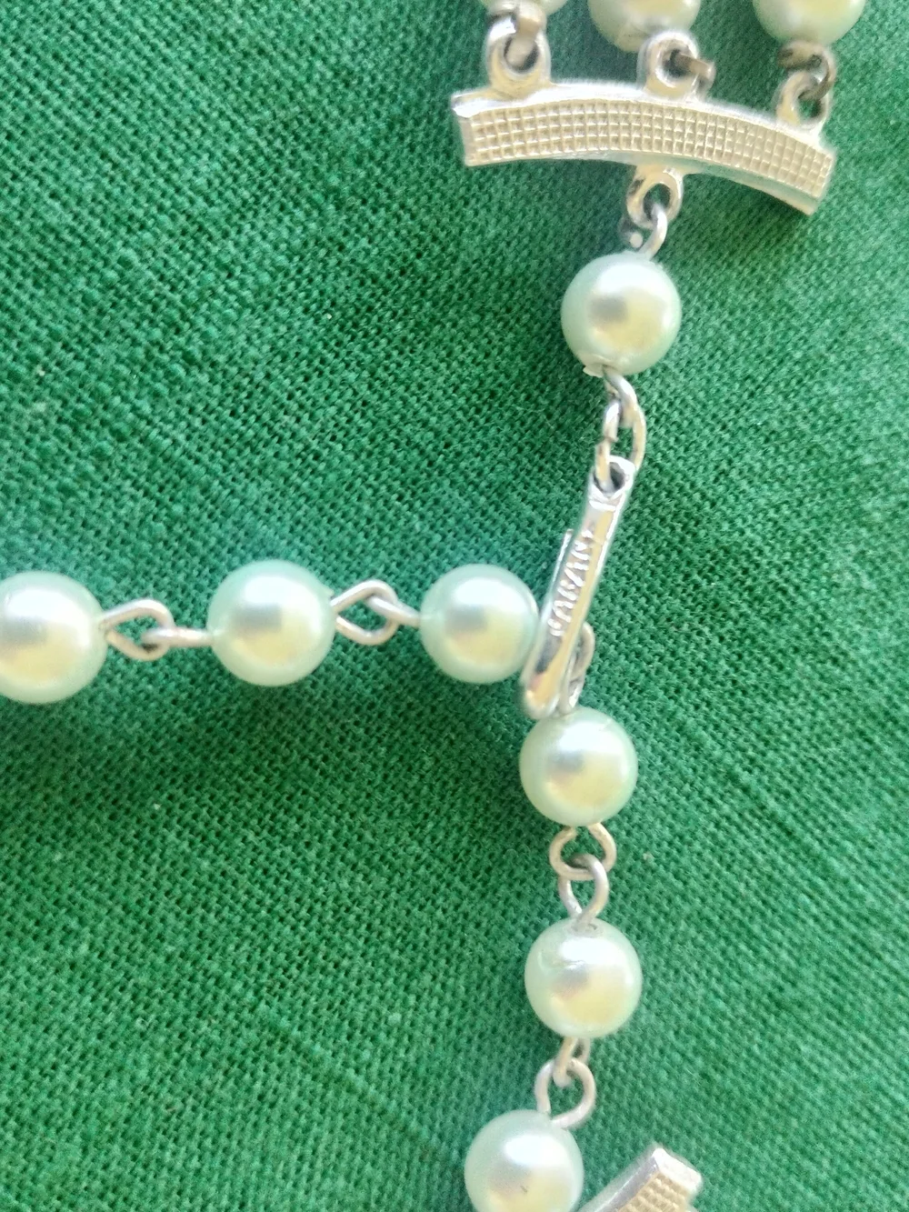 Pearl W/Crystal 3-Multi-Strand-JAPAN Necklace-vintage-